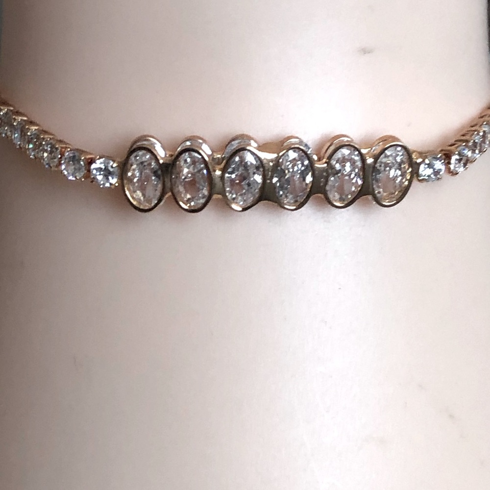Rose Gold  Adjustable Bracelet with Crystals EUC